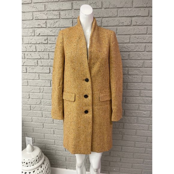J Crew Wool English Herringbone Oversized Topcoat Size 0